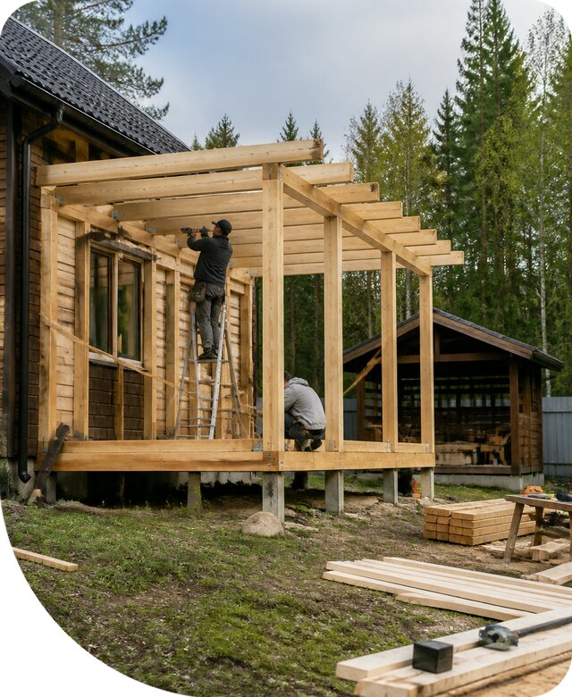 Строительство пристроек и построек на участке в Железногорске