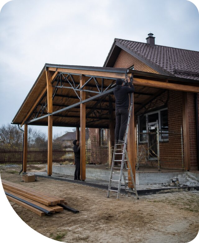 Пристройка навеса к дому и участку в Железногорске под ключ